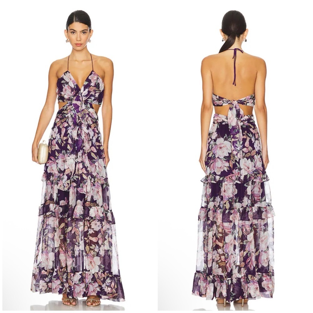 ASTR The Label Kitsune Dress in Purple Floral Size L